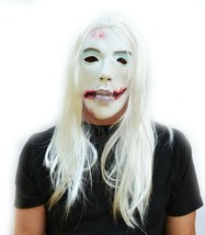 Creepy Dead Girl Halloween Mask with Hair Costume Mask White Ghost The Ring - £14.36 GBP