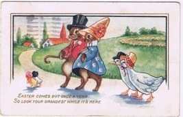 Kitchener Ontario Postcard Easter Grand Dress Rabbits Ducks Whitney Made 1920 - £2.32 GBP
