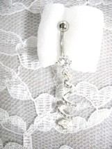 NEW ELEGANT SPIRAL CRYSTAL RIBBON DESIGN on 14g CLEAR CZ BELLY RING BARBELL - $4.99