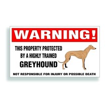 Warning DECAL trained GREYHOUND English racing dog bumper or window sticker - £7.93 GBP