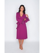 WOMEN LOUNGE SET Long Sleeve Belted Robe Gown Set European Nightgown Wom... - £86.25 GBP