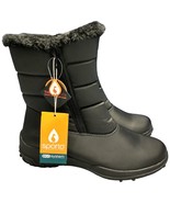 Sporto Shirley Snow Boot Womens Size 8 Black Leather Waterproof Side Zipper - £28.05 GBP