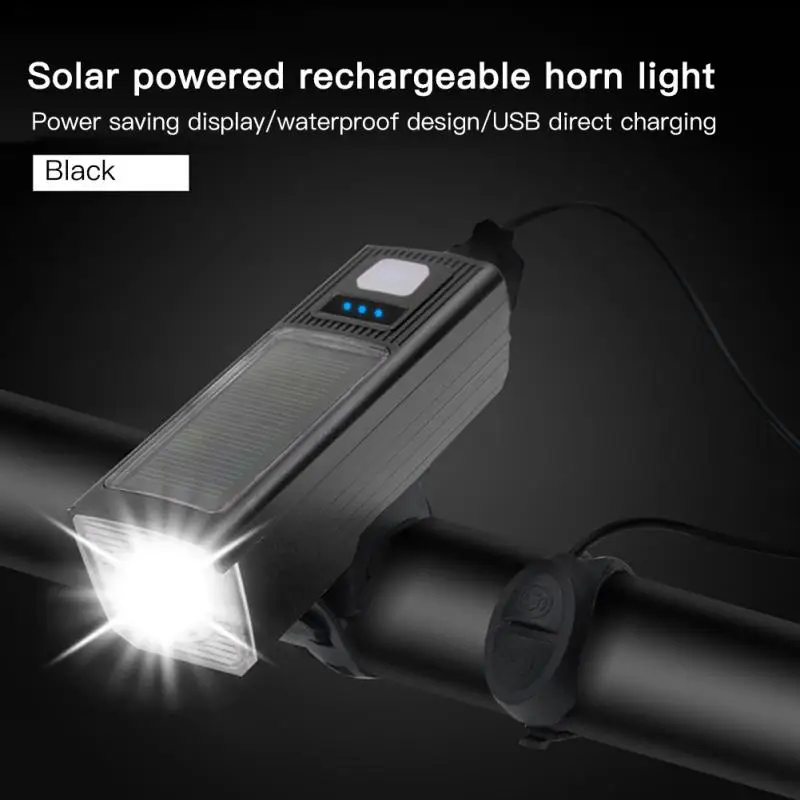 Bicycle Light Solar USB Rechargeable Double Charging Horn Lamp Waterproof Bi Hea - $51.78