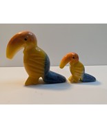 Vintage Onyx Toucan Bird FigurinesTropical Red Yellow Blue Carved Stone - $373.14 MXN