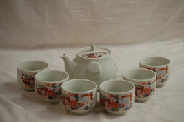 Vntage Shaddy Mino China JGI Tea Pot w Handle 6 Cups Rickshaw Lotus Flor... - £39.50 GBP