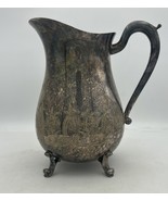Vintage EPNS India Footed Silver Plate Etched Floral Design Water Pitcher - $69.99