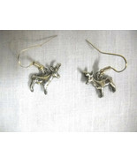 3D BUCK / DEER with ANTLERS USA PEWTER DANGLING CHARM EARRINGS - £5.58 GBP