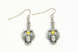 MYSTICA FASHION EGYPTIAN WINGED GEMSTONE SCARAB DEITY EARRINGS - $12.49