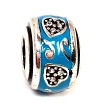 Brighton Heart &amp; Scroll Stopper Bead, J9449A, Silver Finish, Turquoise, New - £13.49 GBP