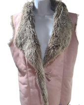 Blush Pink Suede and Faux Fur Sleeveless Vest. - £20.55 GBP