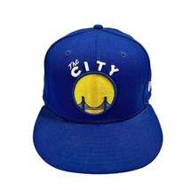 New Era Hardwood Classics The City Men’s Size 7 3/8 Fitted Hat Blue Gold Bridge - £19.41 GBP