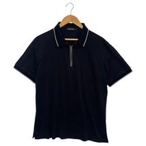 Bugatchi Polo Shirt Mens Large Black Zip Neck Pima Cotton Short Sleeve C... - $29.69