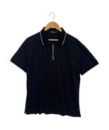 Bugatchi Polo Shirt Mens Large Black Zip Neck Pima Cotton Short Sleeve C... - $547.41 MXN
