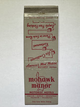 Mohawk Manor Hotel Motel Resort Buffalo New York Matchbook Cover Matchbox - £3.86 GBP