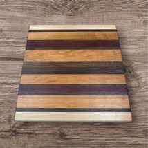 Handcrafted Striped Hardwood Cutting Board 12x12 Rustic Modern Serving K... - $920.13 MXN