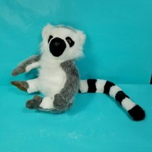 Black White Ring Tailed Lemur Plush Stuffed Animal Gray 10&quot; Realistic Soft Fur  - £13.39 GBP
