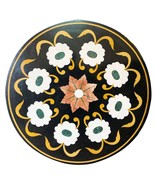 24 "Round black Marble Hand Made table Top Home garden coffee dining inl... - $1,499.00