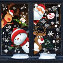 130PCS Christmas decoratives Window Stickers Holiday Snowflake Santa Claus Reind - $13.11