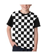 Unisex Big Kids&#39; Wednesday Theme Checkered Black White All Over Print T-... - $24.00