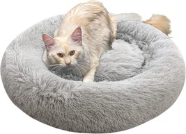 Calming Donut Dog Beds, 39 Inches Round Cushion With Removable Washable Cover, A - $34.99