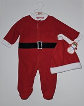 NWT Baby Gear Red Santa Suit Footie Outfit Sleeper + Hat Christmas 0-3 Months - £14.20 GBP