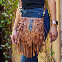 Beaded Deerskin Hip Bag/Clip Handmade Sioux Stripe with Fringe Cross Bod... - £63.52 GBP