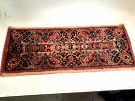 Vintage Oriental Area Rug, Hand Knotted, 34&quot; x 14&quot; - $51.08