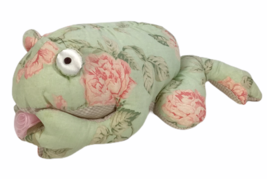 Russ Florrie Frog Plush Plushie Beanbag Holding Rose Floral Gingham Pastels  - £17.53 GBP