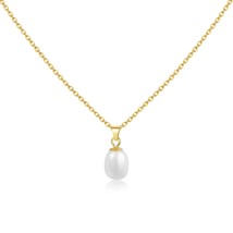 Pearl Pendant Necklace for Women with Adjustable 925 Sterling Silver Gold Plated - £33.04 GBP