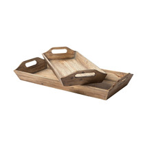 Set Of 2 Natural Brown Wood With Grains And Knots Highlight Trays - £131.12 GBP