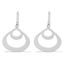 Modern and Chic Double Puffed Teardrops Sterling Silver Dangle Earrings - £12.58 GBP