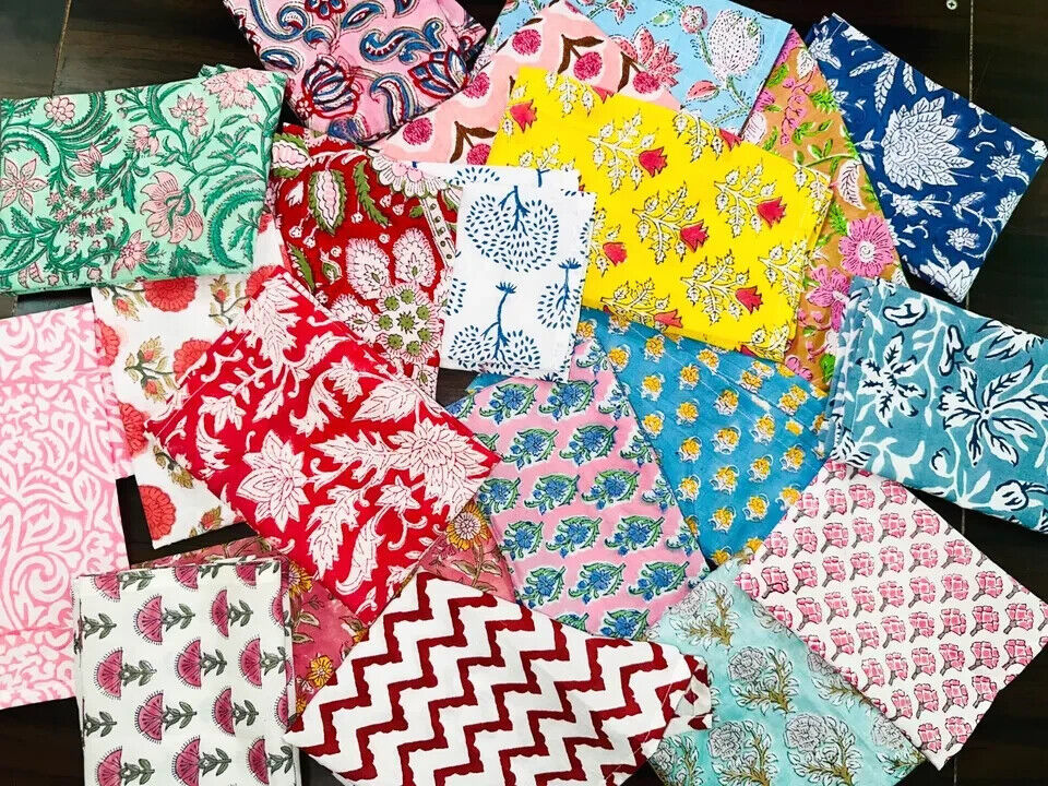 Indian Block Print Cotton Table Napkins  18" dinner napkins boho floral napkins
