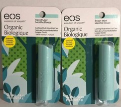 EOS Organic Lasting Hydration Lip Care - 100% Natural - Sweet Mint  New 2 Tubes - £22.22 GBP