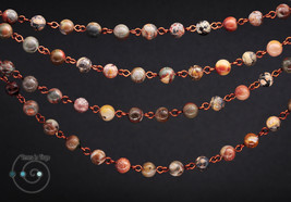 long boho necklace, natural gems mix, red, brown jasper, ooak - £19.28 GBP