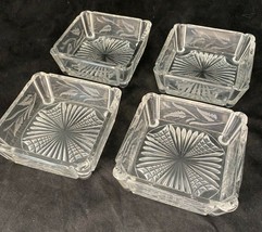 4 Vtg Footed Pressed and etched Glass Square Dish Candy Dish Nut, Trinke... - £30.98 GBP