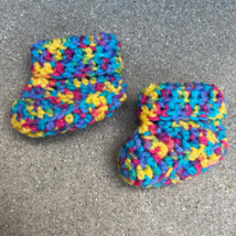 New Hand Knit Baby Multicolor Booties Slippers For Infant from Grandma - $9.67