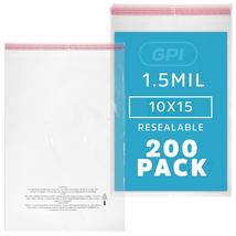 - Pack of 200 10&quot; X 15&quot; Clear SELF Seal Poly Bags, 1.5 Mil - Resealable Pol - $44.65