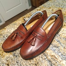 Sandro Moscoloni La Vida PER-FLEX Tassel Leather Loafer Shoes Brown Mens 10 Euc - £45.74 GBP