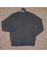 Hart Schaffner Marx Sz L Merino Wool Sweater Navy V-Neck Lightweight $150! - £28.15 GBP