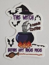This Witch Needs Coffee Before Any Hocus Pocus Sticker Decal Cauldron Halloween - £1.80 GBP