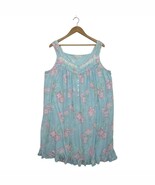 Eileen West Nightgown Womens Large Blue Pink Floral Chemise Lace Trim Ru... - $52.78 CAD