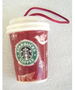  Starbucks Red Coffee Cup Ornament Deer  Dove  Snowflake Ceramic - £7.96 GBP