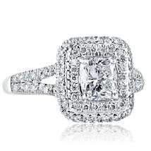 1.73 TCW Cushion Cut Diamond Engagement Ring Split Shank 18k White Gold - $3,959.01