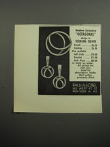 1952 Paul A. Lobel Octagonal Brooch and Earrings Ad - Modern Exclusive  - $18.49