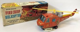 Vintage 1950s Tin Battery Op. NOMURA (TN) Japan FIRE DEPT CHIEF HELICOPT... - $380.00