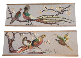 Vtg Gravel Art Pheasant Quail Bird Textured Wall Hanging Picture Matching Set - £132.35 GBP