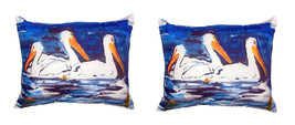 Pair of Betsy Drake Three Pelicans No Cord Pillows 16 Inch X 20 Inch - £63.30 GBP