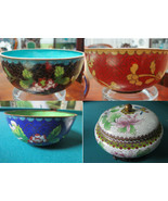Antique Cloisonne Chinese Bowls Floral Chrysanthemum Multicolor Pick One - $47.39 CAD+
