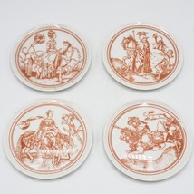 Set of 4 Hutschenreuther Porcelain Coaster Old English Sports Pastime Theme - £60.92 GBP