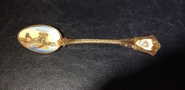 Vintage Gold Toned Budapest Enameled Bowl &amp; Top Souvenir Spoon - £3.91 GBP